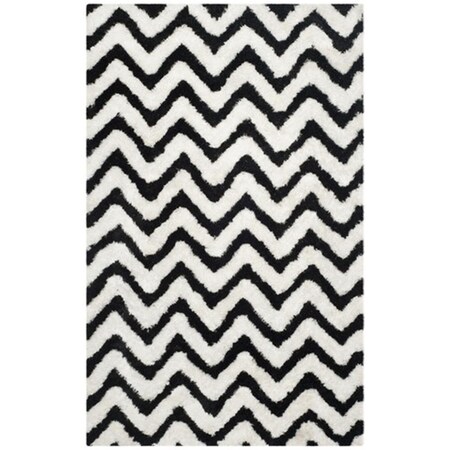 Safavieh Barcelona Shag Hand Tufted Rectangle Rug- White - Black- 6 x 9 ft. BSG320C-6